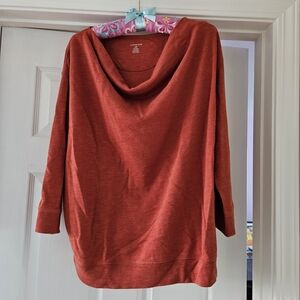 Lands' End Women's Cowl Neck Sweater in Rust